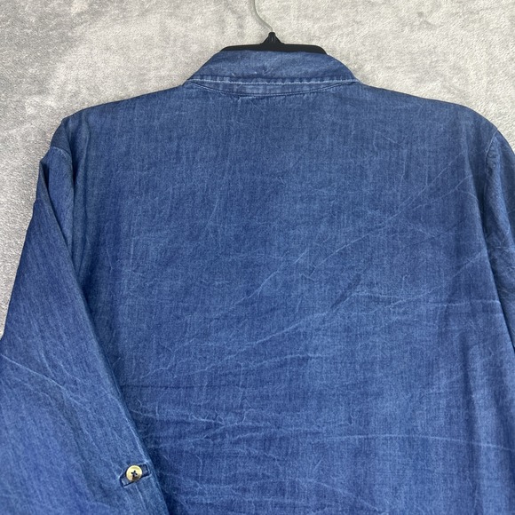 Keren Hart Womans L Chambray Button Up Blouse Shirt Pintuck Western Cowgirl VTG - Picture 5 of 10